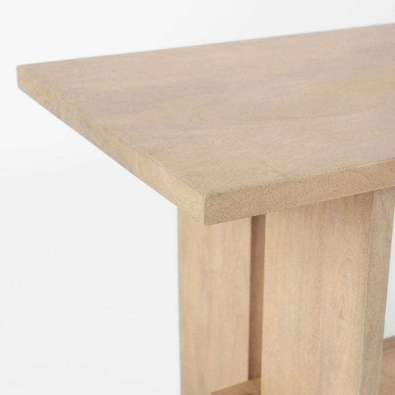 Aida Grey Brown Solid Wood Dining Bench