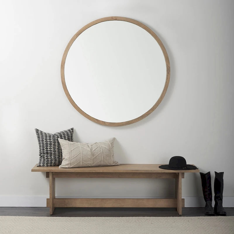 Aida Grey Brown Solid Wood Dining Bench