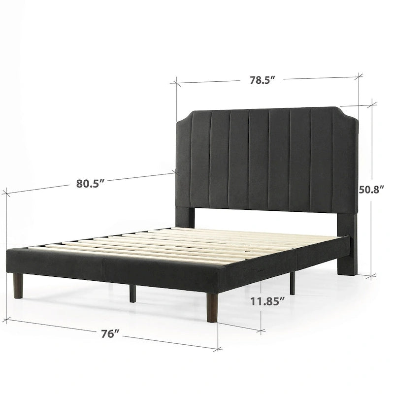 Priage by ZINUS slate black Upholstered Platform Bed Frame
