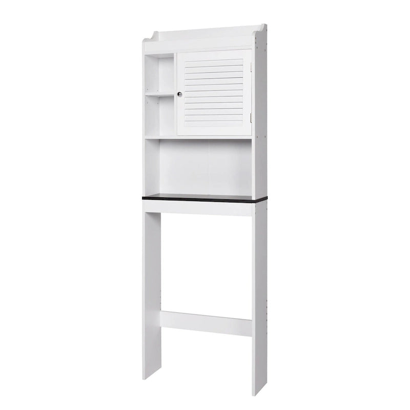 Kinbor Bamboo Over-The-Toilet Organizer Cabinet, Bathroom Storage Shelf with Doors and Shelves Freestanding Space Saver
