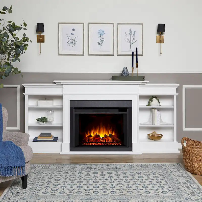 Ashton 93 Grand Media Electric Fireplace in White by Real Flame