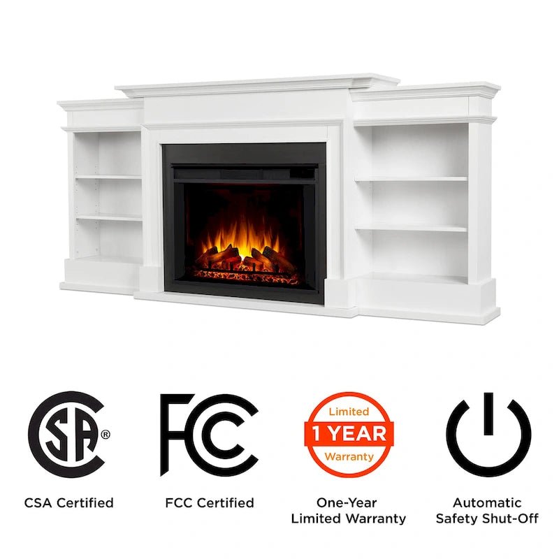 Ashton 93 Grand Media Electric Fireplace in White by Real Flame