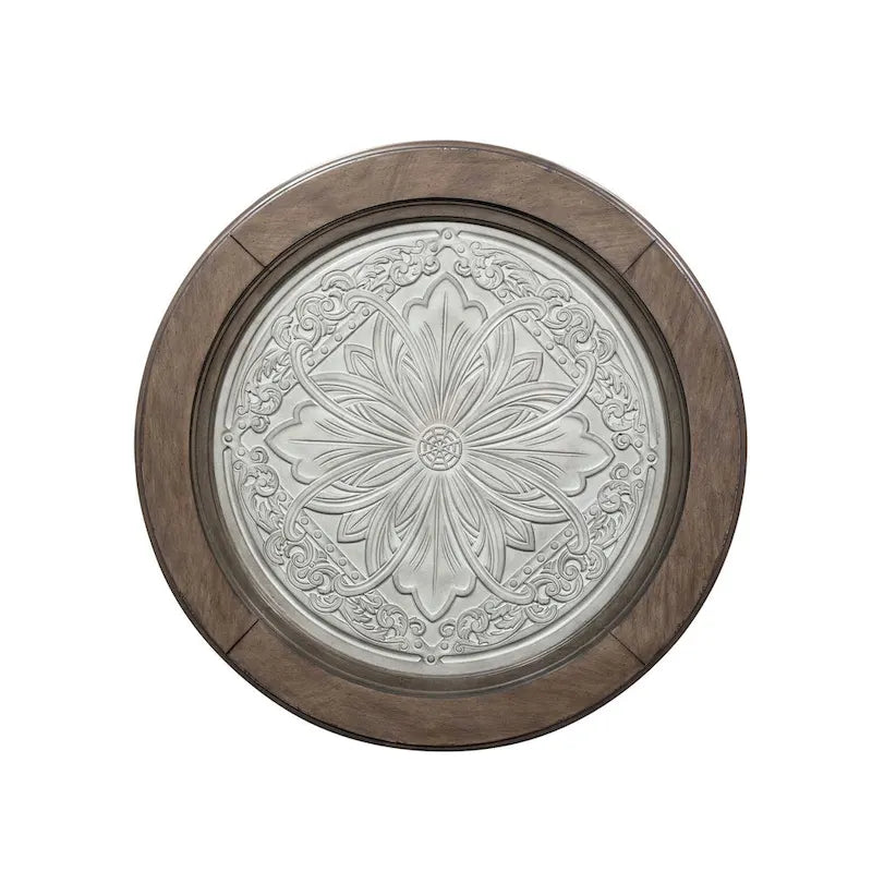 Heartland Antique White & Tobacco Round Ceiling Tile Cocktail Table