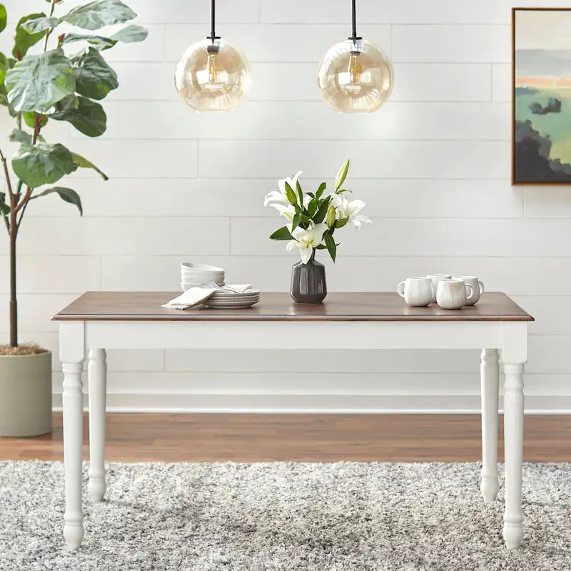 Simple Living Skipton Walnut/ White Rubberwood Rectangular Table - Walnut