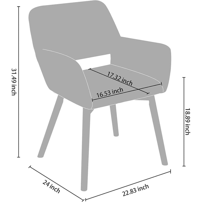 Velvet Modern Accent Arm Chairs with Solid Wood Legs, Set of 2, White