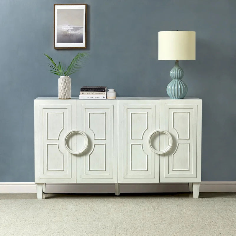Connie 58 Contemporary Sideboard Buffet with Round Solid Wood Door Handles by HULALA HOME