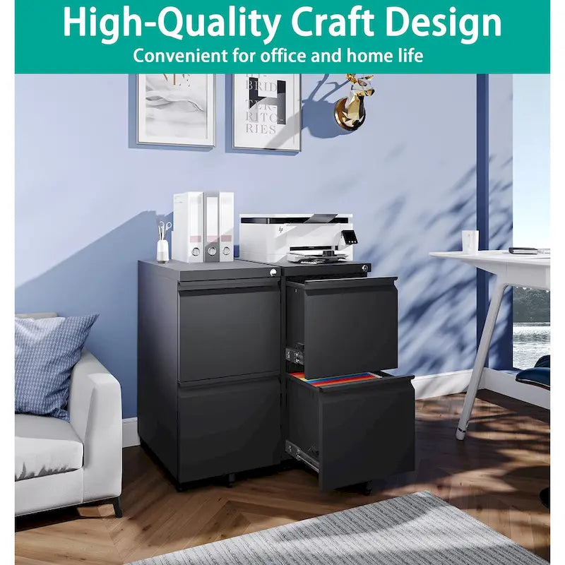 2 Drawer Mobile File Cabinet Under Desk Storage Drawers File Cabinets
