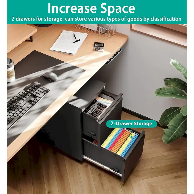 2 Drawer Mobile File Cabinet Under Desk Storage Drawers File Cabinets