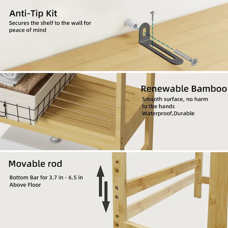 Bathroom Over The Toilet Storage Cabinet Organizer With Doors Shelves - 25 x 10 x 69