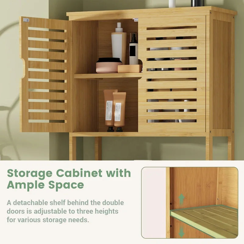 Bathroom Over The Toilet Storage Cabinet Organizer With Doors Shelves - 25 x 10 x 69
