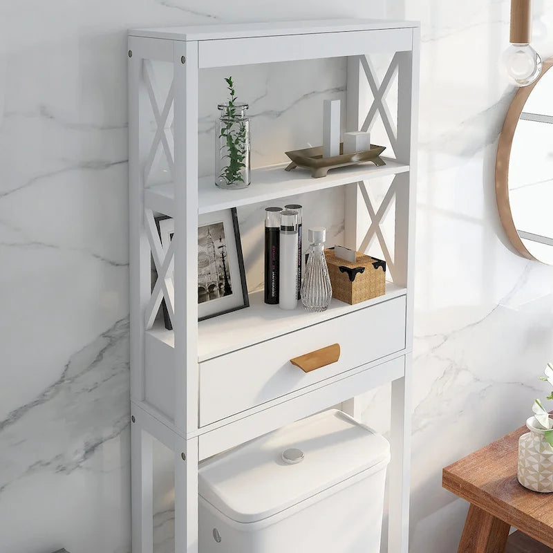 Over-the-Toilet Storage Cabinet with one Drawer and 2 Shelves