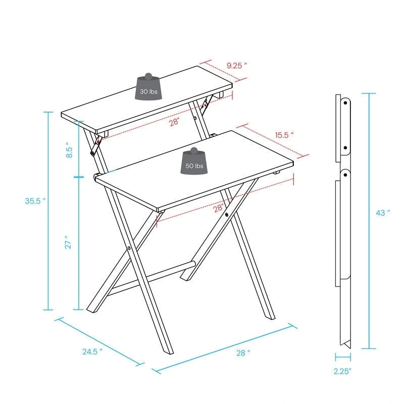 Solid Wood 2-tier Folding Laptop Working Desk