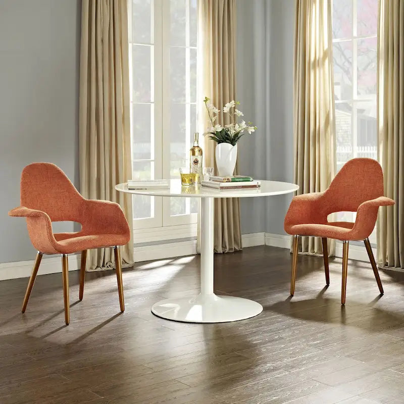 Organic Upholstered Fabric Modern Armchair with Natural Wooden Legs for Dining Room Office or Accent Lounge Side Chair
