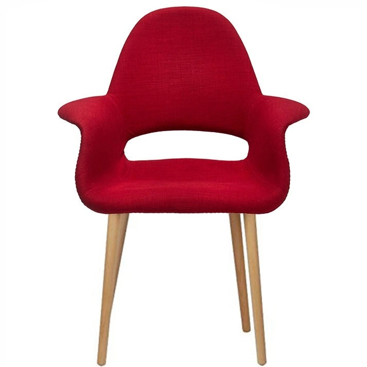 Organic Upholstered Fabric Modern Armchair with Natural Wooden Legs for Dining Room Office or Accent Lounge Side Chair