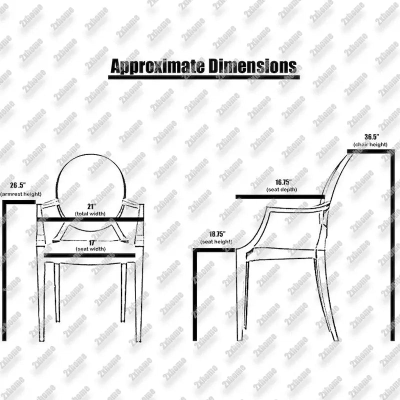 Designer Style Modern Dining Kitchen Crystal Clear Molded Plastic Transparent with arm Chairs Indoor Outdoor