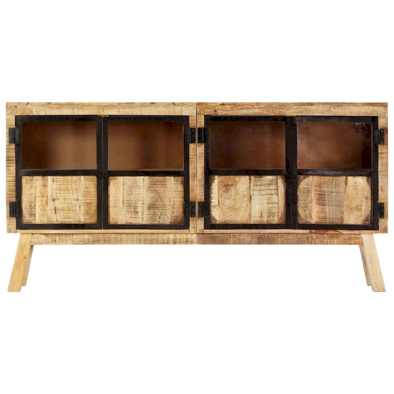 vidaXL Sideboard Brown and Black 63x11.8x31.5 Solid Rough Mango Wood