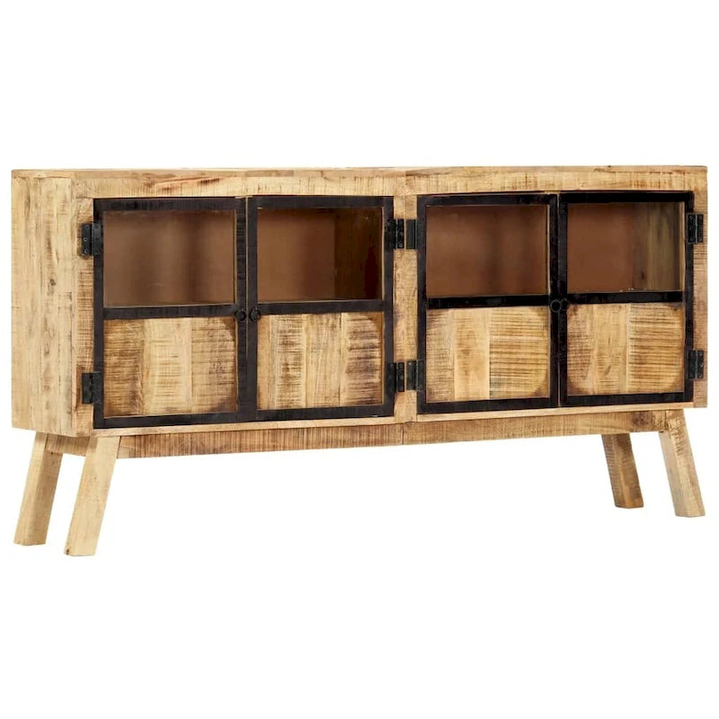 vidaXL Sideboard Brown and Black 63x11.8x31.5 Solid Rough Mango Wood
