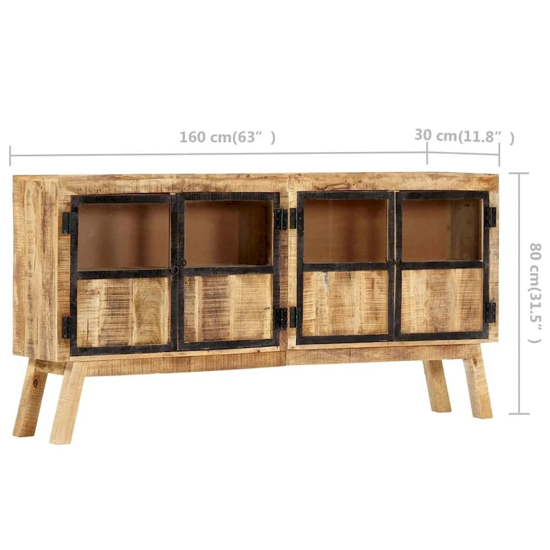 vidaXL Sideboard Brown and Black 63x11.8x31.5 Solid Rough Mango Wood