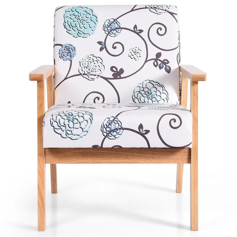 Gymax 2PCS Accent Armchair Upholstered Chair Home Office w/ Wooden - 25 x 26.5 x 32