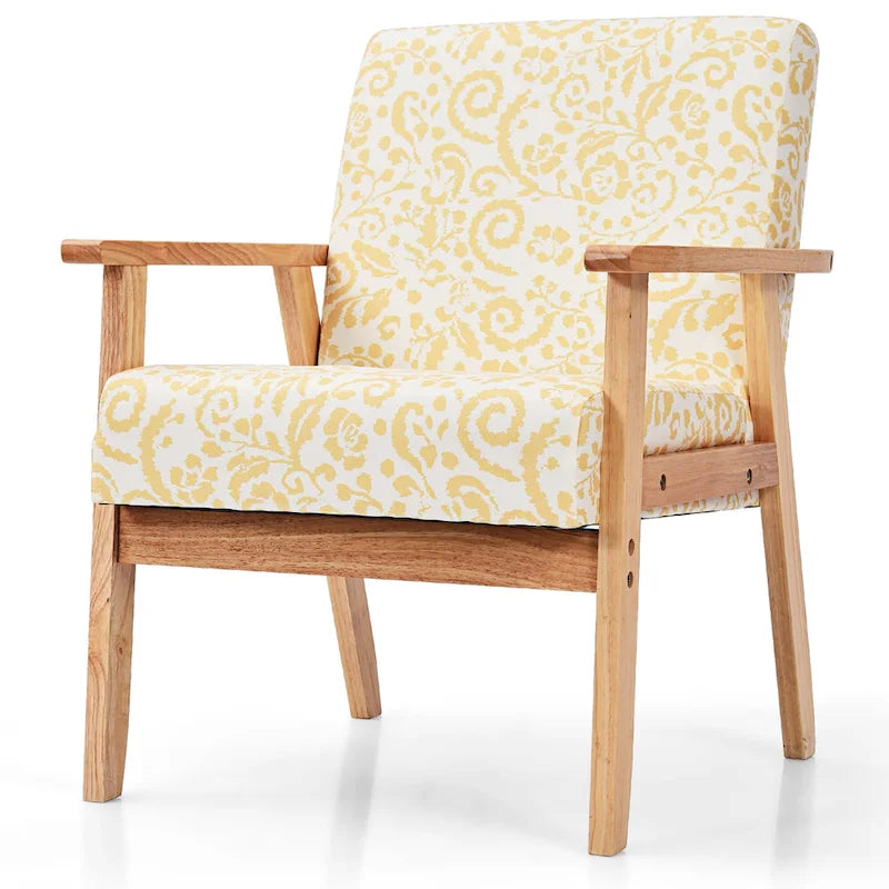Gymax 2PCS Accent Armchair Upholstered Chair Home Office w/ Wooden - 25 x 26.5 x 32