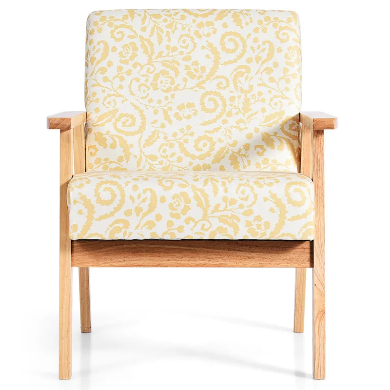 Gymax 2PCS Accent Armchair Upholstered Chair Home Office w/ Wooden - 25 x 26.5 x 32