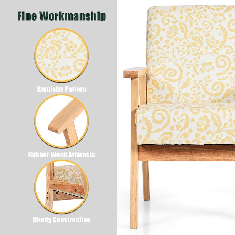 Gymax 2PCS Accent Armchair Upholstered Chair Home Office w/ Wooden - 25 x 26.5 x 32