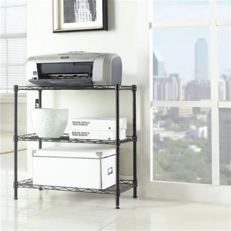 3 Layers Carbon Steel & PP Storage Rack Black - 23.22 x 13.39 x 31.5 in
