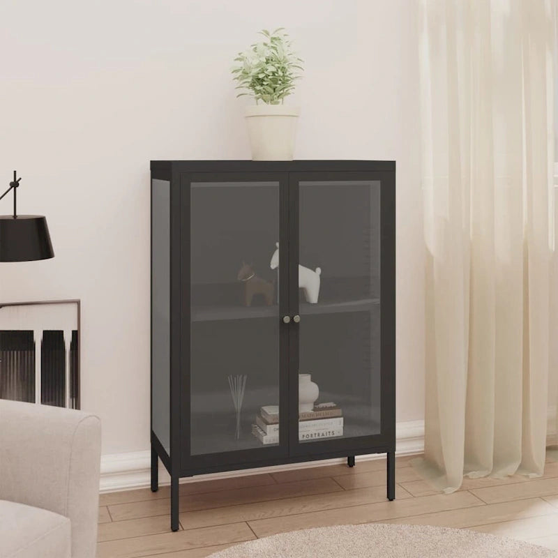 vidaXL Sideboard Anthracite 29.5x13.8x41.3 Steel and Glass