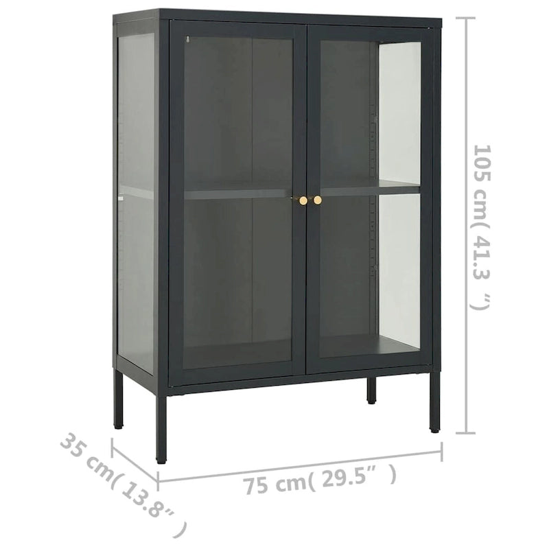 vidaXL Sideboard Anthracite 29.5x13.8x41.3 Steel and Glass