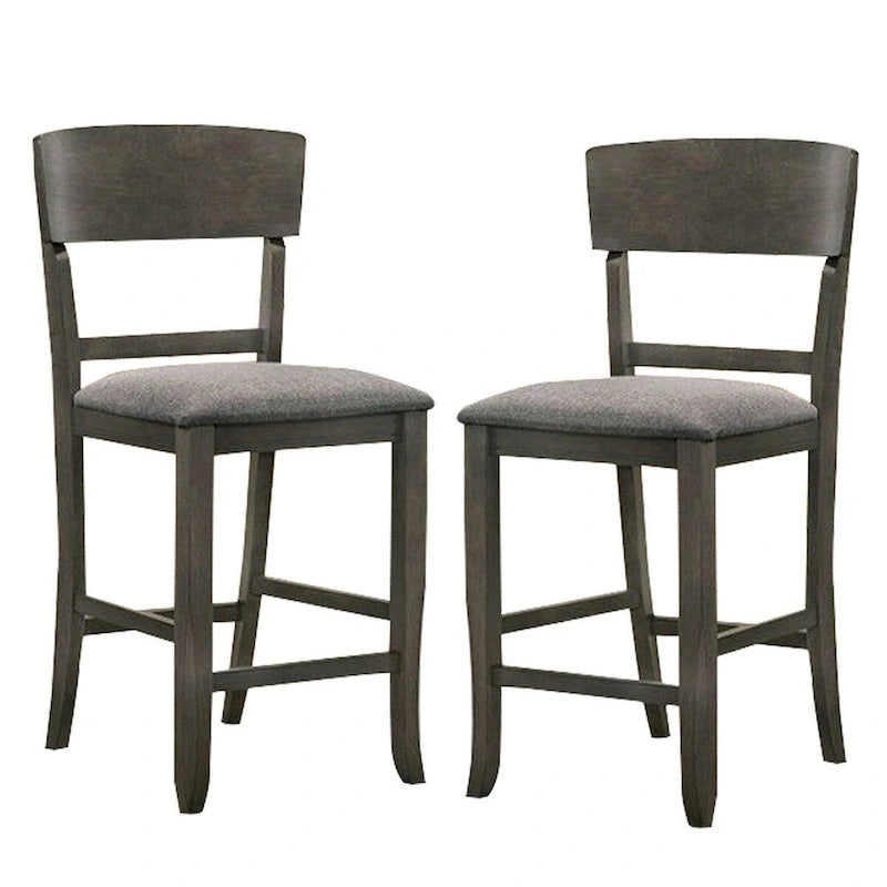 Wooden Counter Height Chair with Curved Back, Set of 2 - 18.5 L x 20.5 W x 40 H