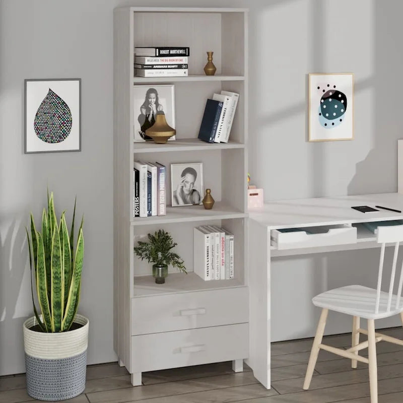 vidaXL Cabinet Bookshelf Entryway Cabinet with Storage HAMAR Solid Wood Pine - 23.6x13.8x70.9