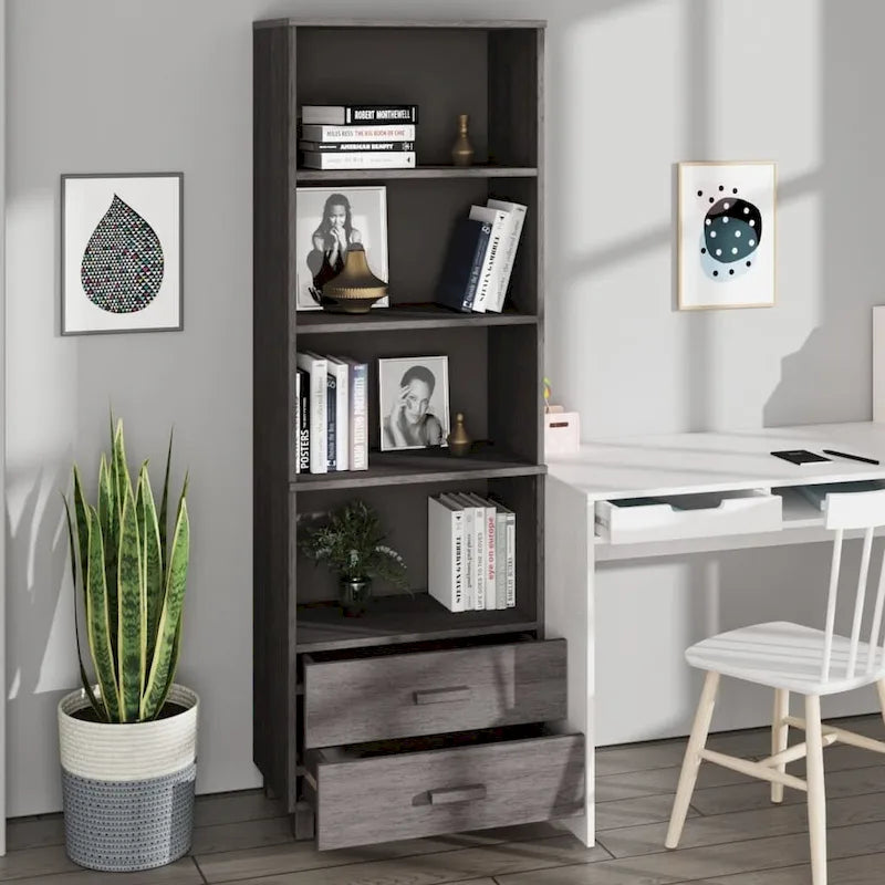 vidaXL Cabinet Bookshelf Entryway Cabinet with Storage HAMAR Solid Wood Pine - 23.6x13.8x70.9