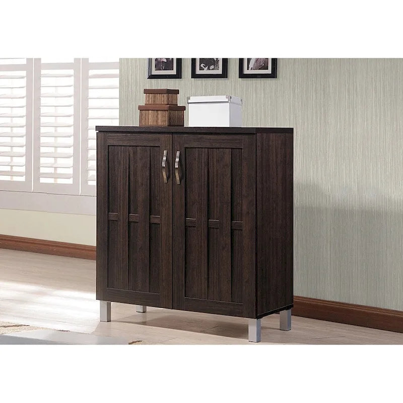 Excel Modern and Contemporary Dark Brown Sideboard Storage Cabinet - 31.2 High x 15.6 Wide x 35.1 Deep