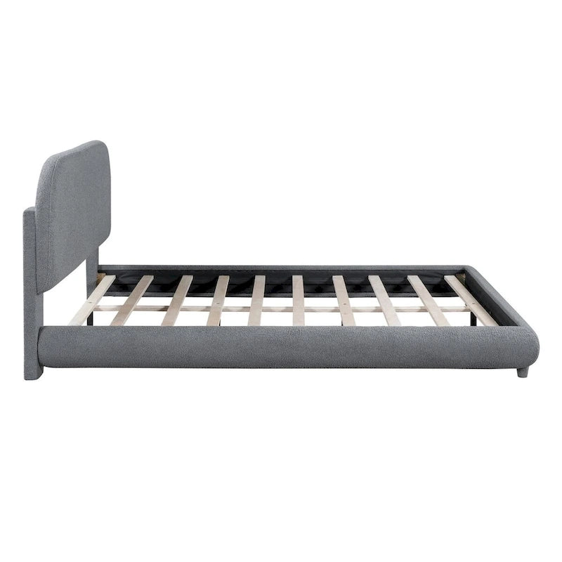 Teddy Fleece Queen Size Upholstered Platform Bed with Thick Fabric