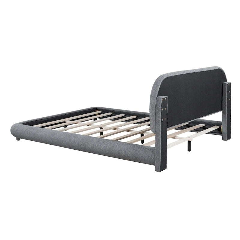 Teddy Fleece Queen Size Upholstered Platform Bed with Thick Fabric