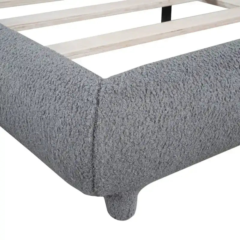 Teddy Fleece Queen Size Upholstered Platform Bed with Thick Fabric