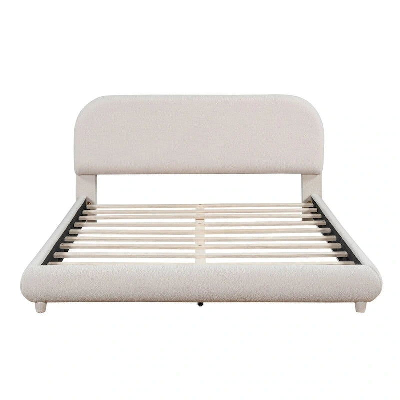 Teddy Fleece Queen Size Upholstered Platform Bed with Thick Fabric