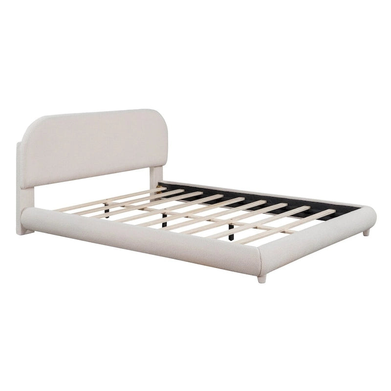 Teddy Fleece Queen Size Upholstered Platform Bed with Thick Fabric