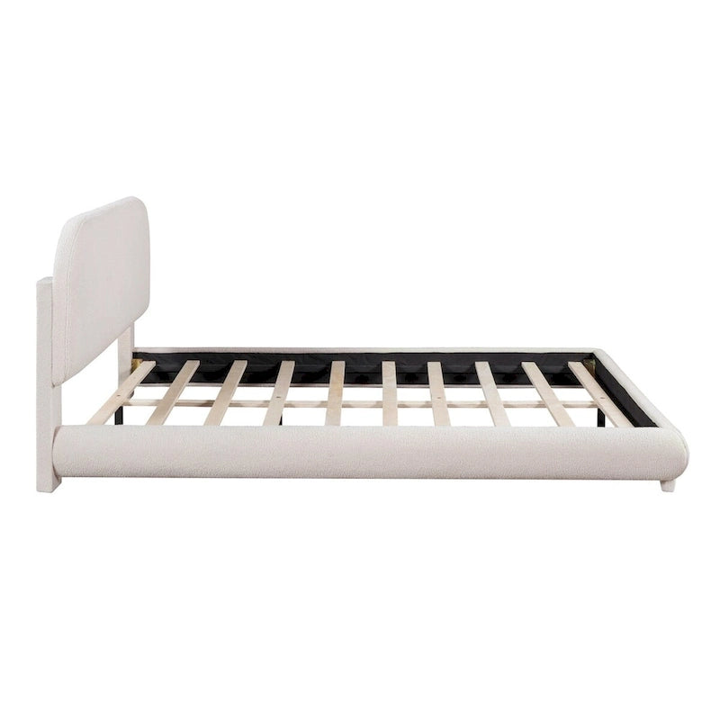 Teddy Fleece Queen Size Upholstered Platform Bed with Thick Fabric