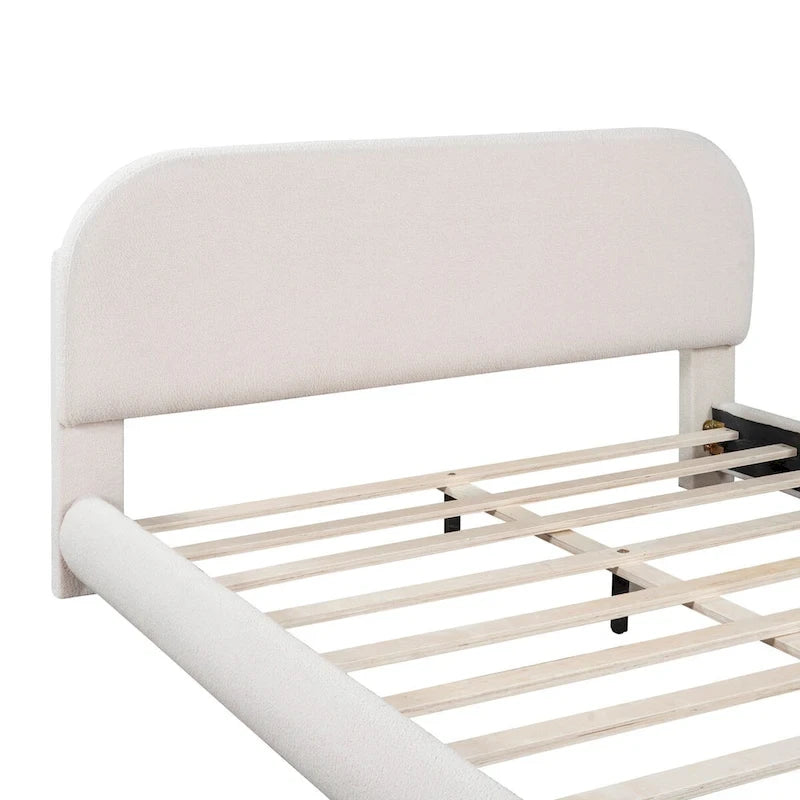 Teddy Fleece Queen Size Upholstered Platform Bed with Thick Fabric