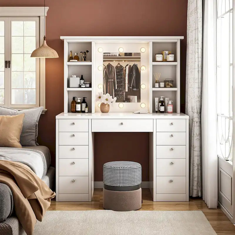 Makeup Vanity Dressing Table with Mirror, Drawers and Shelves