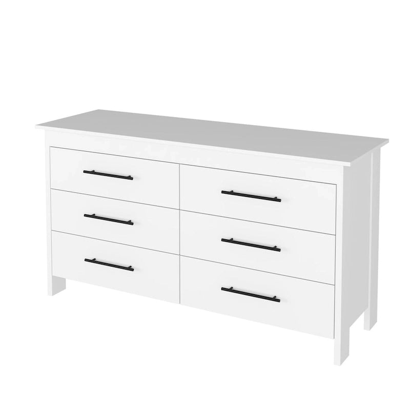FM Furniture Canaan 2-Piece Bedroom Set with Armoire and 6-Drawer Dresser, White