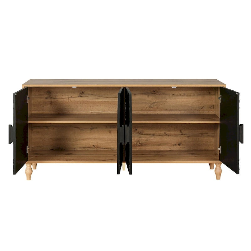 Carved Symmetrical Design Door Sideboards