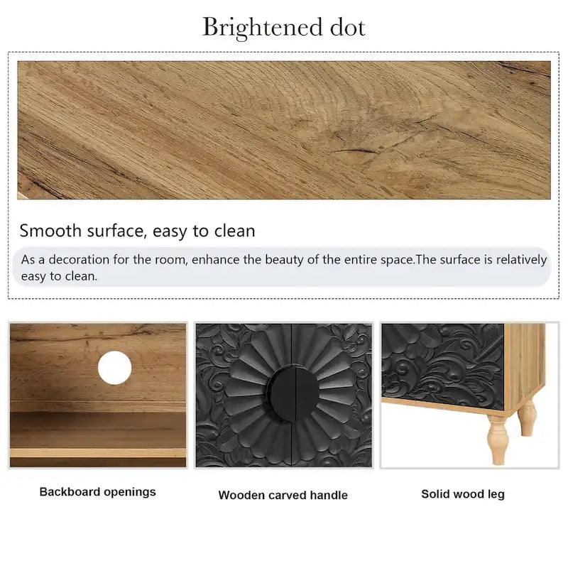 Carved Symmetrical Design Door Sideboards