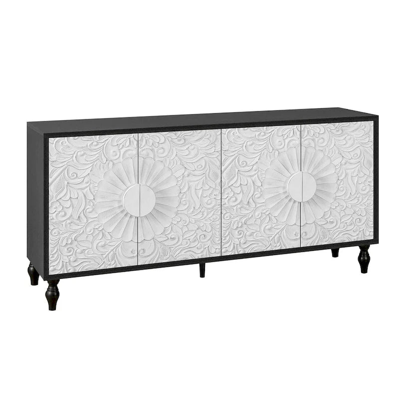 Carved Symmetrical Design Door Sideboards