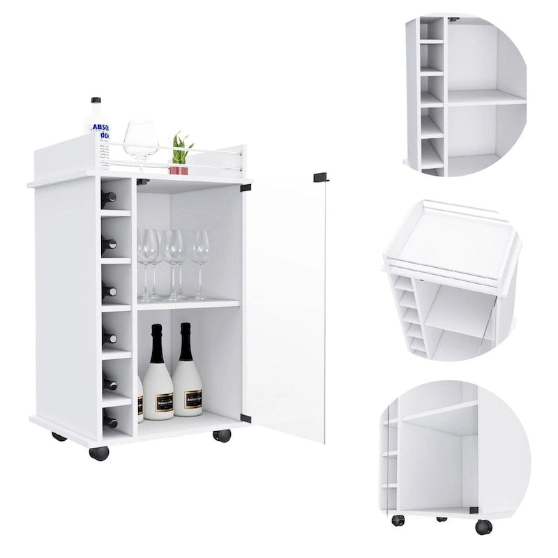 24 White Bar Cabinet With Multiple Shelves - 24.00