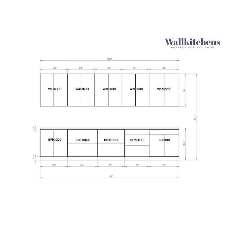 Kitchen Signature Collection Black Color Base Size 13Ft Wide - 153x24