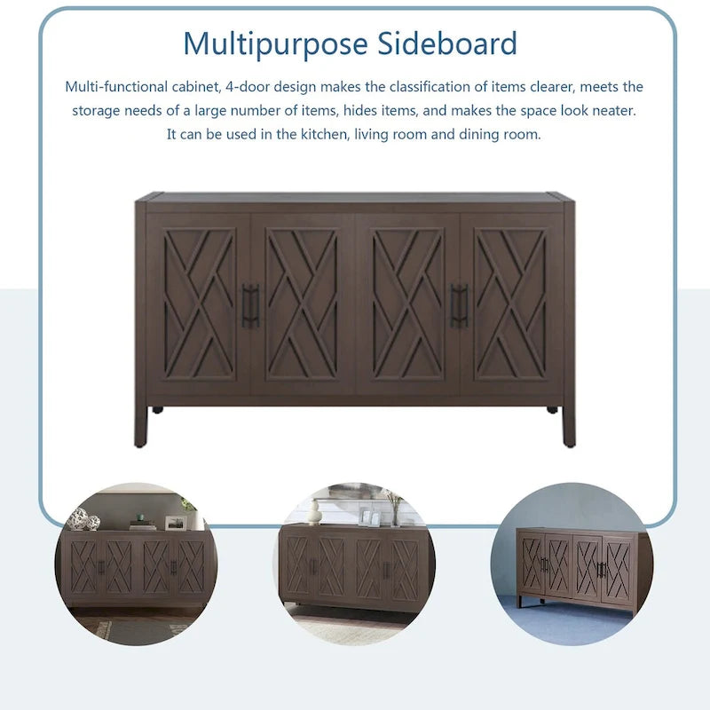 4 Door Wooden Twill Sideboard