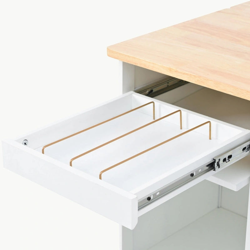 Kitchen Island with Drop Leaf, LED Light Kitchen Cart on Wheels