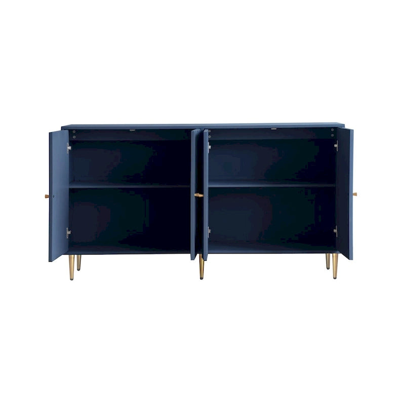Modern Gray Lacquered 4 Door Wooden Cabinet Sideboard Buffet Server Cabinet - N/A